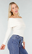 Ecru Off Shoulder Top met Lange Mouw
