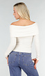 Ecru Off Shoulder Top met Lange Mouw