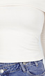 Ecru Off Shoulder Top met Lange Mouw