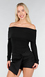 Zwarte Off Shoulder Top met Lange Mouw