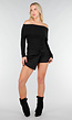 Zwarte Off Shoulder Top met Lange Mouw