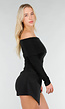 Zwarte Off Shoulder Top met Lange Mouw
