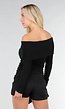 Zwarte Off Shoulder Top met Lange Mouw