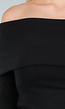 Zwarte Off Shoulder Top met Lange Mouw
