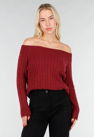 Donkerroze Off Shoulder Trui