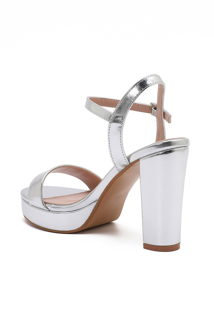 Zilverkleurige Plateau Sandaletten met Blokhak