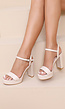 Beige Plateau Sandaletten met Blokhak