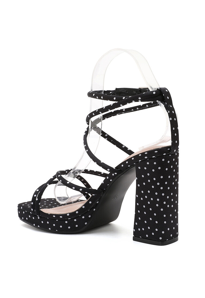 Zwarte Plateau Sandaletten met Polkadot Print