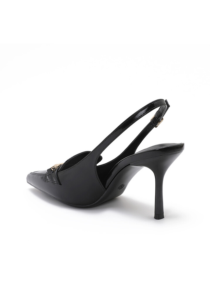 Zwarte Slingback Pumps met Goudkleurige Hardware