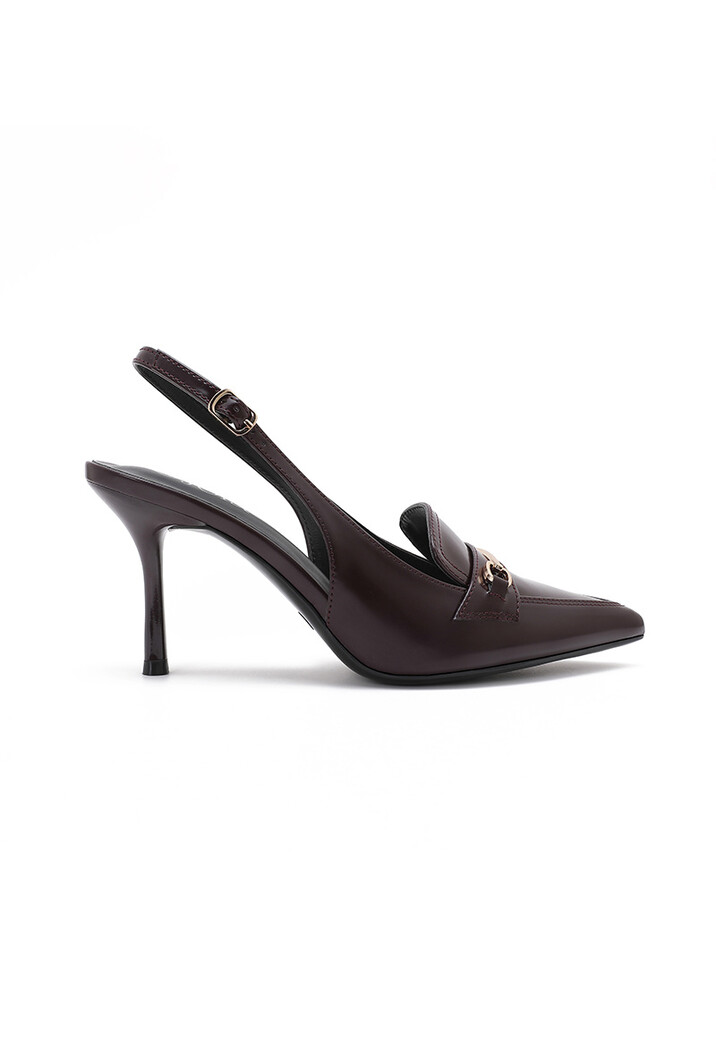 Bruine Slingback Pumps met Goudkleurige Hardware