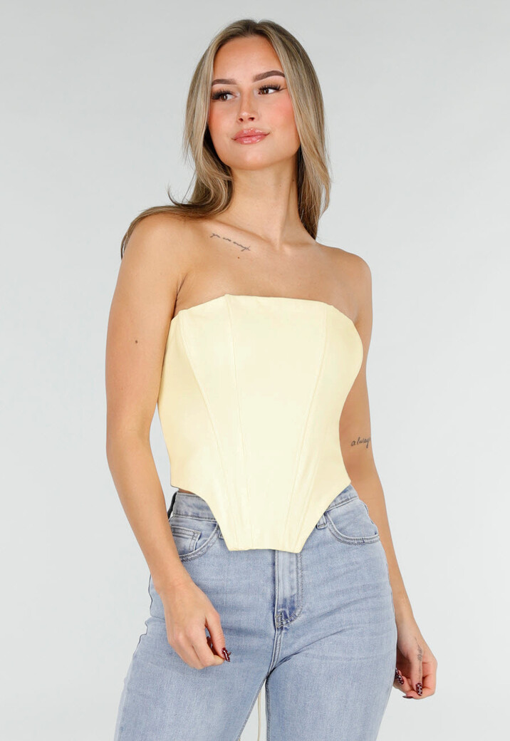 Butter Yellow Blazer Set met Strapless Top