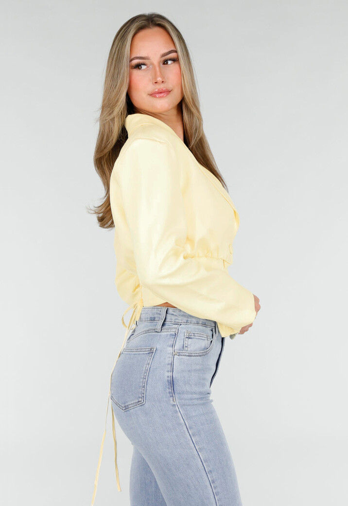 Butter Yellow Blazer Set met Strapless Top