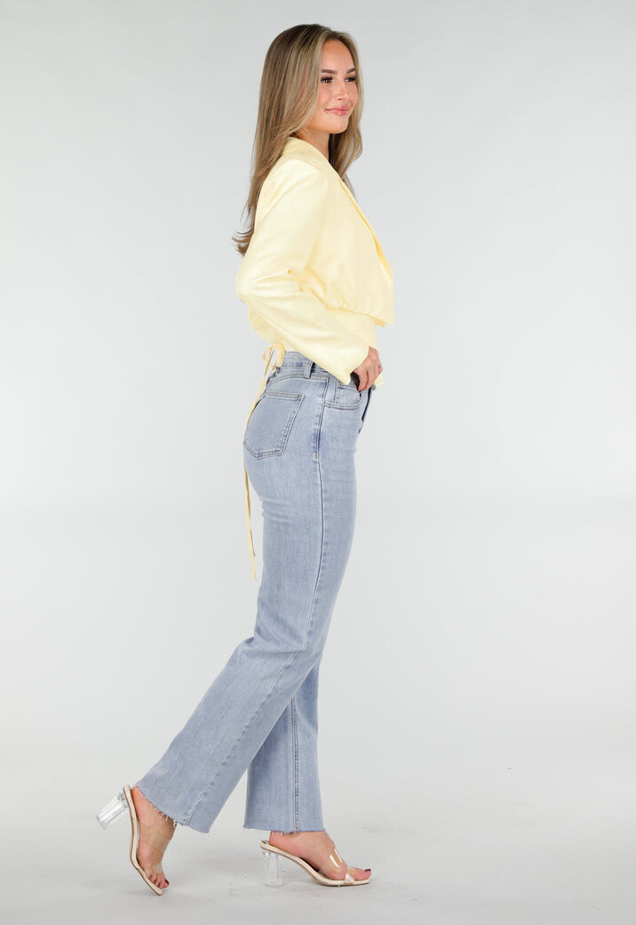 Butter Yellow Blazer Set met Strapless Top