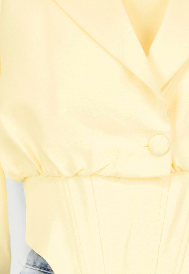 Butter Yellow Blazer Set met Strapless Top