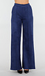 Donkerblauwe Straight Leg Suède Pantalon met Rechte Pijpen