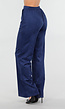 Donkerblauwe Straight Leg Suède Pantalon met Rechte Pijpen