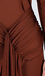 Bruine Asymmetrische Maxi Jurk met Cut Out en Draping