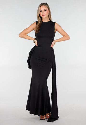 Zwarte Stretch Maxi Jurk
