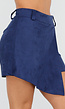 Donkerblauw Suède Look  Skort met Riemlusjes