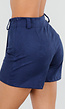 Donkerblauw Suède Look  Skort met Riemlusjes