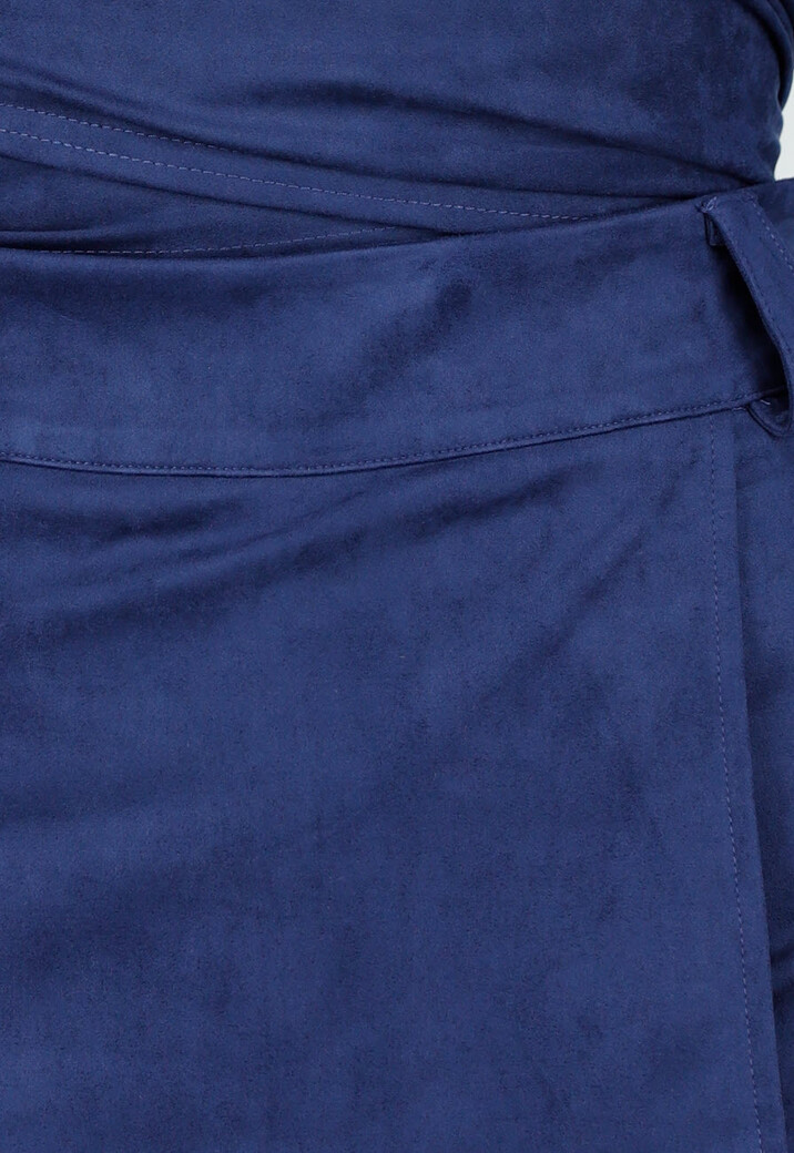 Donkerblauw Suède Look  Skort met Riemlusjes