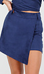Donkerblauw Suède Look  Skort met Riemlusjes