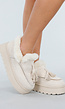 Beige Loafers met Faux Fur