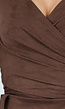 Bruine Overslag Top met Lange Mouwen en Subtiele Plooidetails