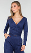 Navy Suede Wrap Top