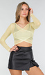Butter Yellow Mesh Wrap Top met Stretch