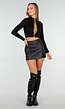 Zwarte Lace-Up Cut Out Longsleeve Top met Open Voorkant