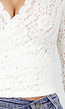 Witte Kanten Wikkel Top met Lange Mouwen