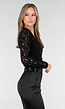 Zwarte Kanten Wikkel Top met Lange Mouwen