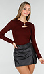 Bordeaux Top met Cut Out Detail