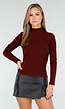 Bordeaux Top met Col en Lange Mouw