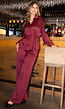 Bordeauxrode Satijnlook Set Met Blouse en Wide Leg Broek