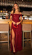 Bordeaux Rode Jurk met Schouder Detail