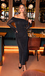 Mesh Maxi Jurk met Off Shoulder Model