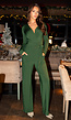 Groene Jumpsuit met Wijde Pijpen en Tailleband