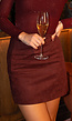 Bordeauxrode Suèdelook Rok in Mini Lengte met Effen Design