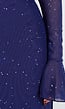 Navy Off Shoulder Maxi Glitter Jurk met Lange Mouwen