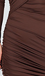 Bruine Asymmetrische Mini Jurk met Lange Mouw en Draping