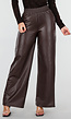 Bruine Lederlook Broek met Wijde Pijpen