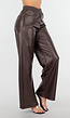 Bruine Lederlook Broek met Wijde Pijpen