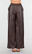 Bruine Lederlook Broek met Wijde Pijpen