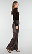 Bruine Lederlook Broek met Wijde Pijpen