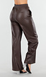 Bruine Lederlook Broek met Wijde Pijpen