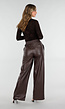 Bruine Lederlook Broek met Wijde Pijpen