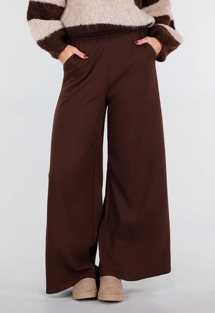 Bruine Lounge Broek met Wijde Pijpen