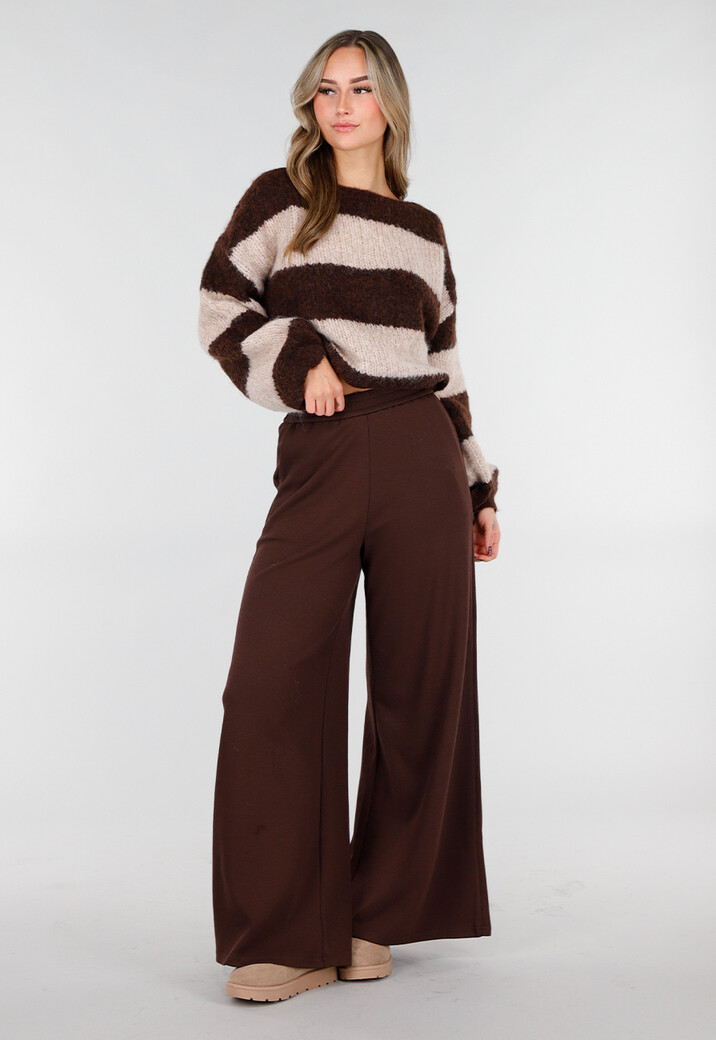 Bruine Lounge Broek met Wijde Pijpen